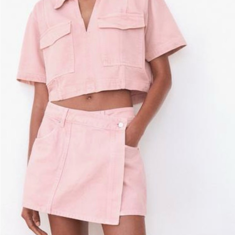 ZARA wrap denim skort XS